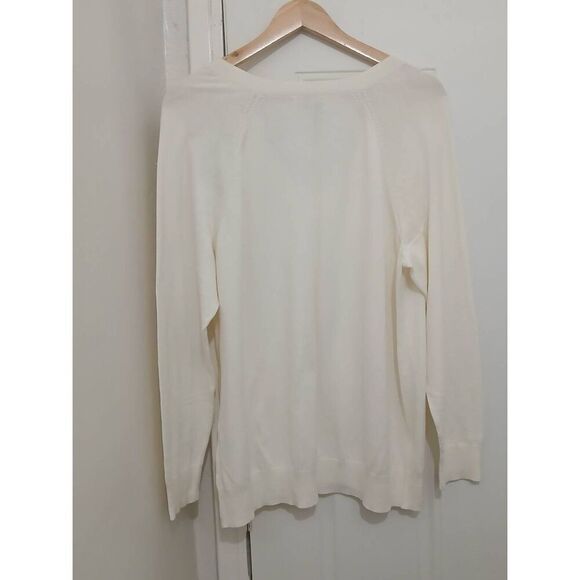Banana republic womens 2xl cotton viscose spring summer sweater cream ivory - Picture 4 of 8